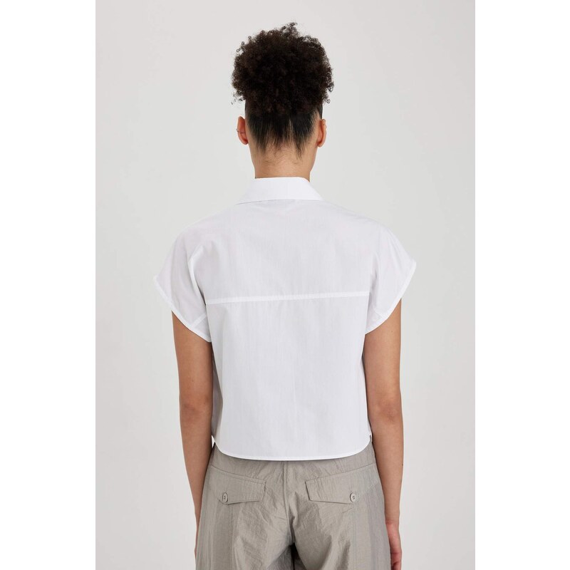 DEFACTO Oversize Fit Pocket Crop Short Sleeve Shirt