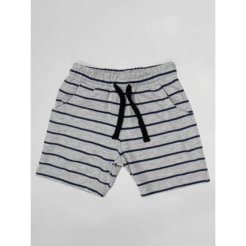 Denokids Basic Boys' Striped Gray Shorts