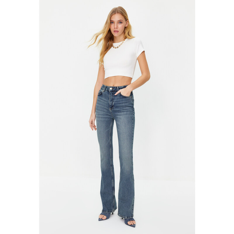 Trendyol Blue High Waist Flare Jeans