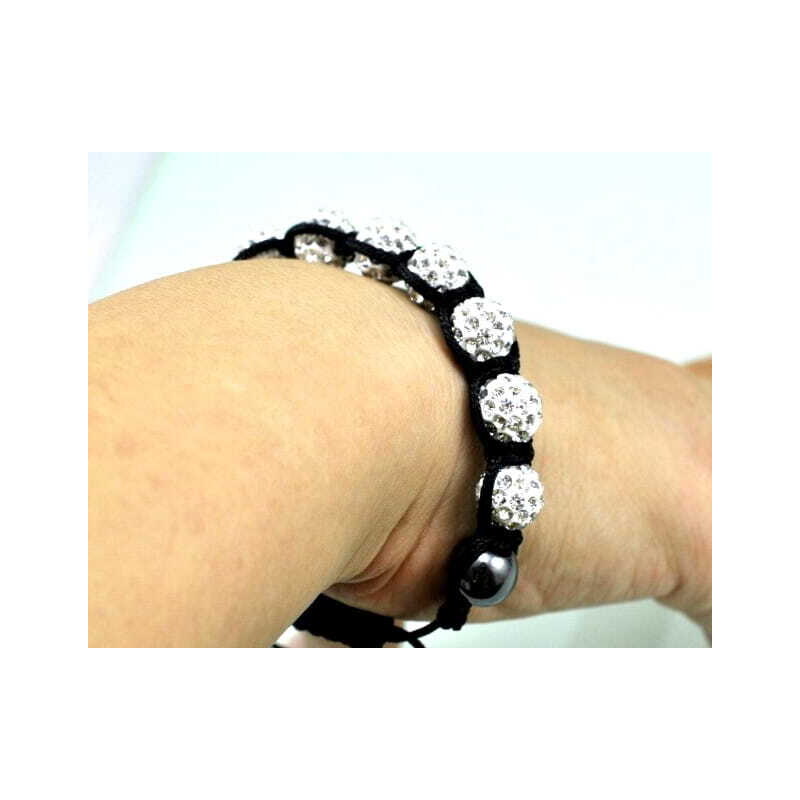 Camerazar Náramek Shamballa s 10mm kubickými zirkony, nastavitelná délka 16-28 cm, bez niklu