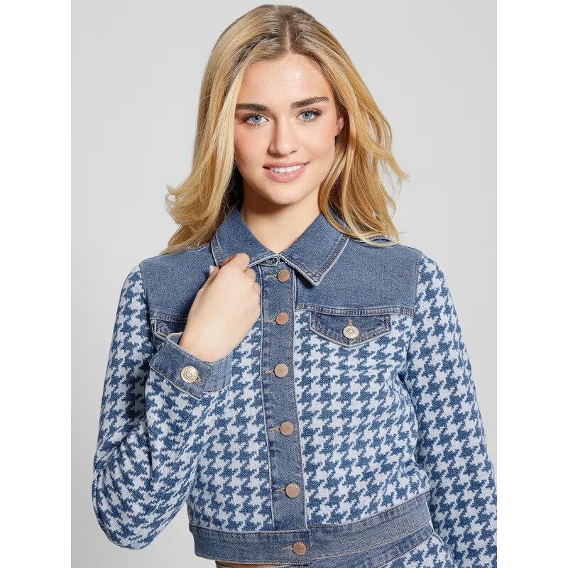 GUESS | Tweed Crop bunda | Modrá