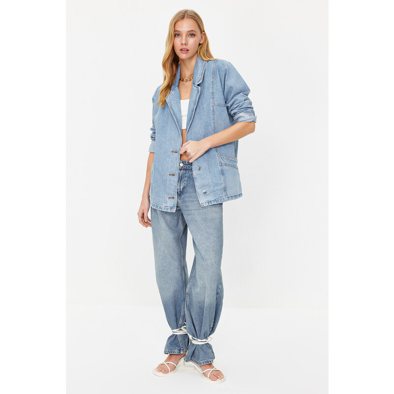 Trendyol Blue Oversize Blazer Denim Jacket