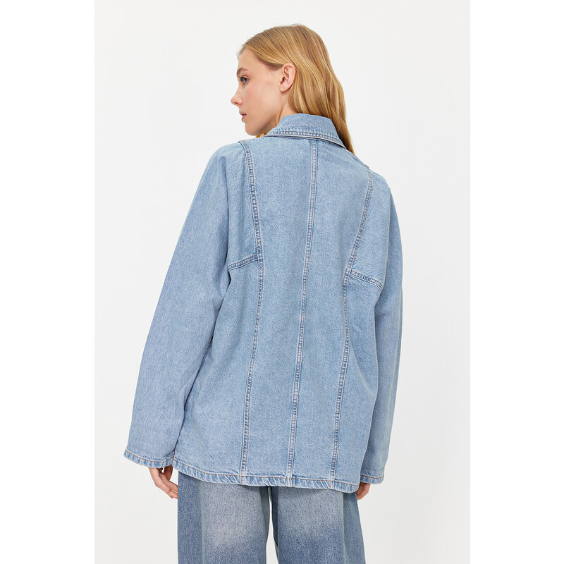 Trendyol Blue Oversize Blazer Denim Jacket