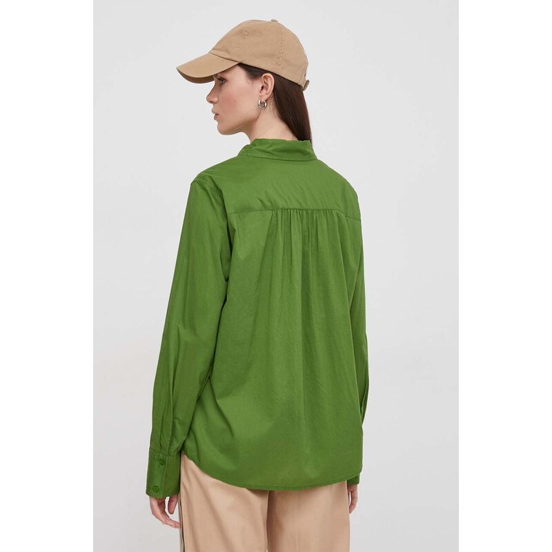 Bavlněná košile United Colors of Benetton zelená barva, regular, s klasickým límcem