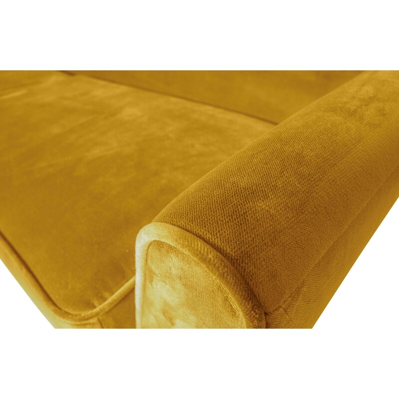 Hoorns Okrově žlutá sametová trojmístná pohovka Sanba 230 cm