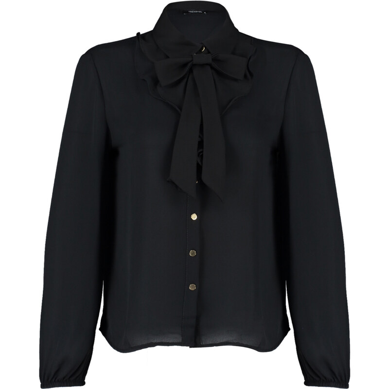 Trendyol Black Detachable Bow Woven Shirt