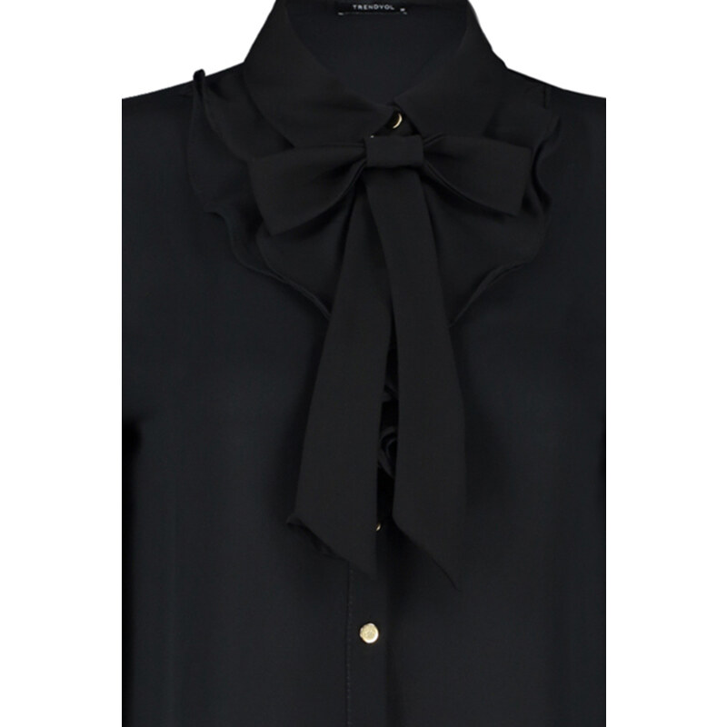 Trendyol Black Detachable Bow Woven Shirt