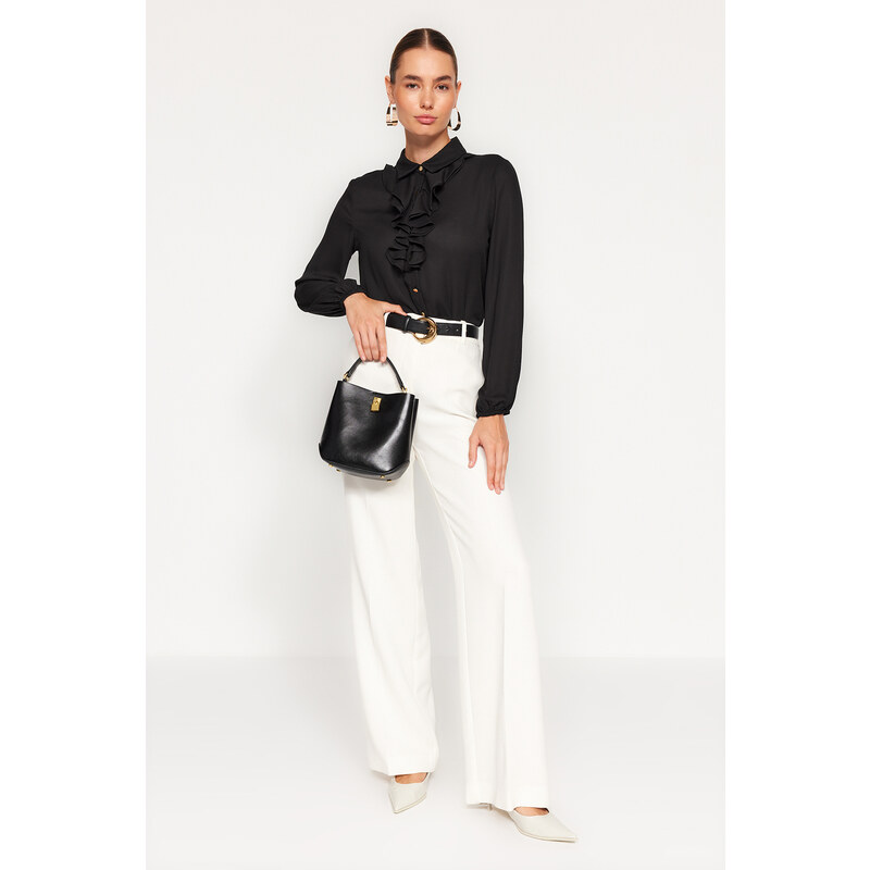 Trendyol Black Detachable Bow Woven Shirt