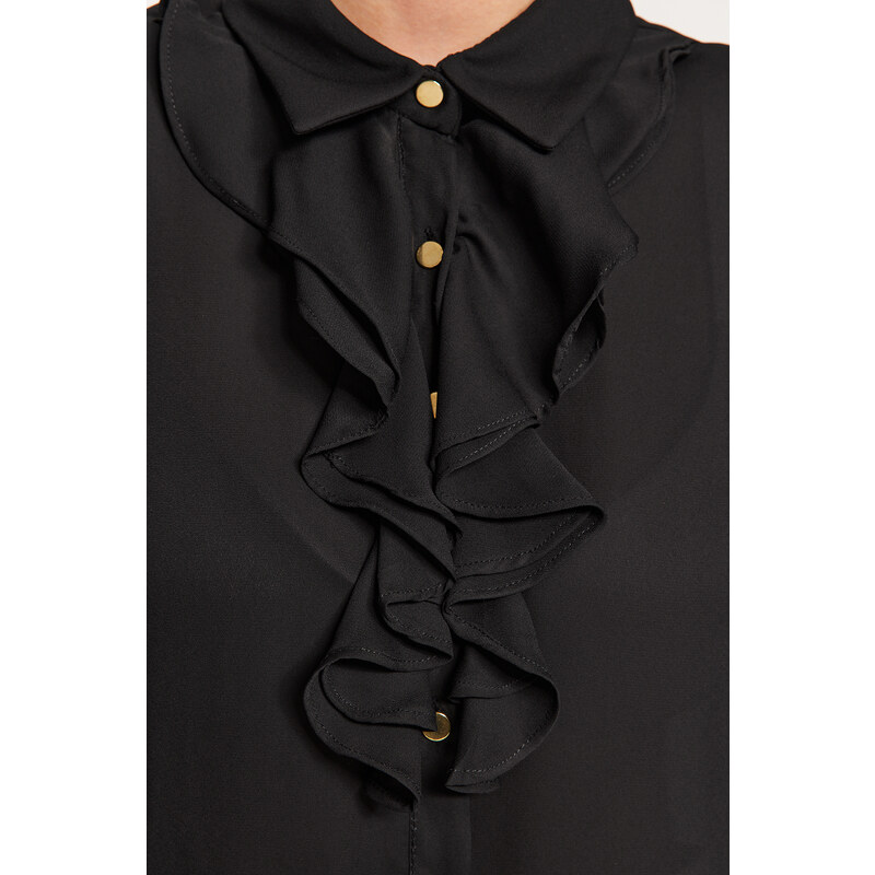 Trendyol Black Detachable Bow Woven Shirt