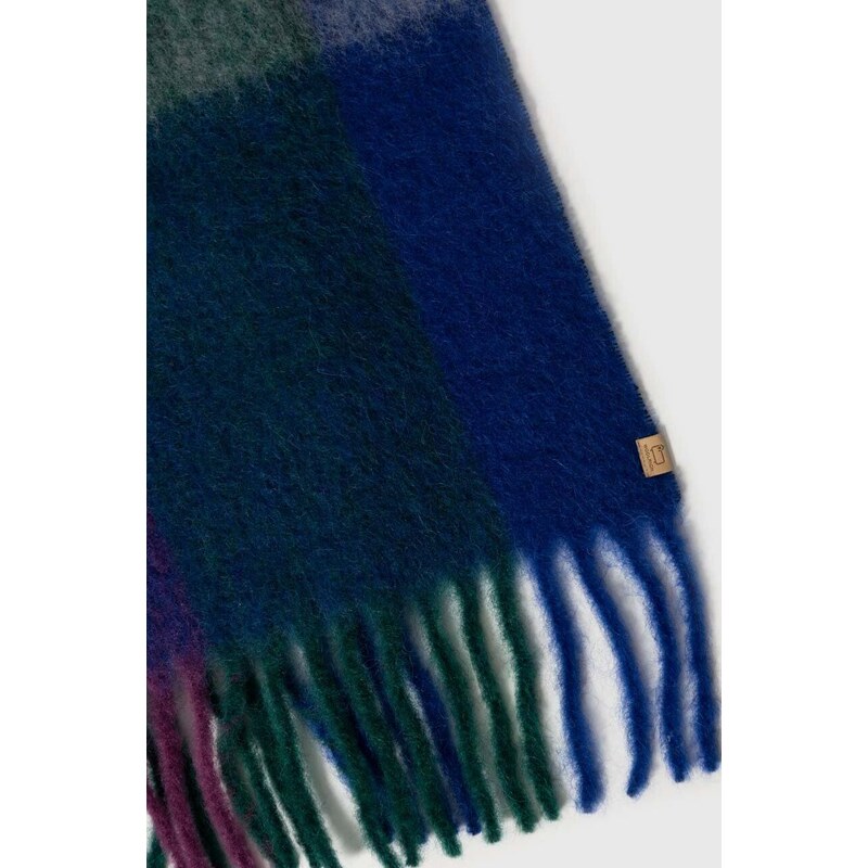 Vlněná šála Woolrich Multicolor Wool Check Scarf zelená barva, CFWWAC0171FRUT3554