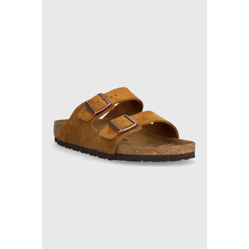 Semišové pantofle Birkenstock Arizona hnědá barva, 1027082