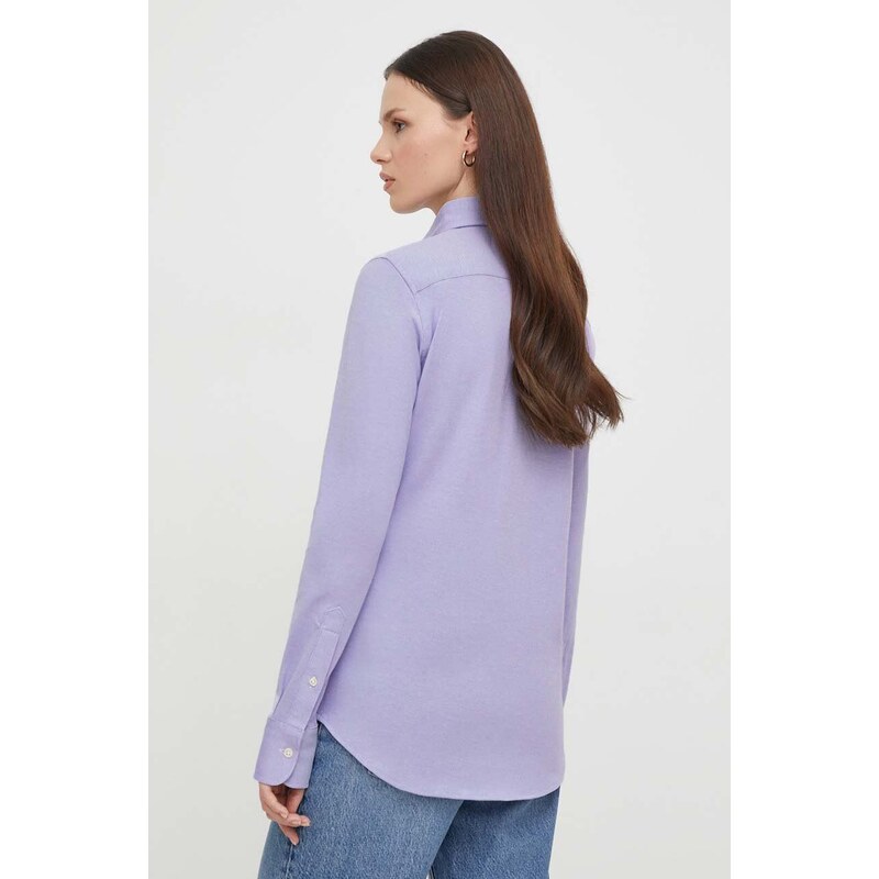 Bavlněná košile Polo Ralph Lauren fialová barva, regular, s klasickým límcem