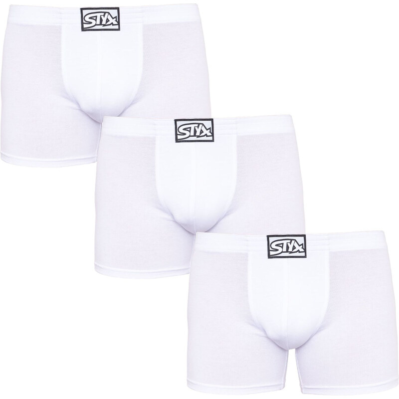 3PACK pánské boxerky Styx long klasická guma bílé (3F1061)