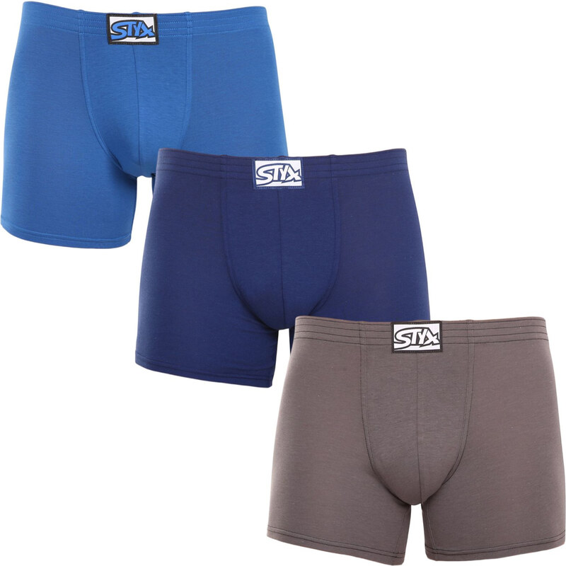 3PACK pánské boxerky Styx long klasická guma vícebarevné (3F96837)