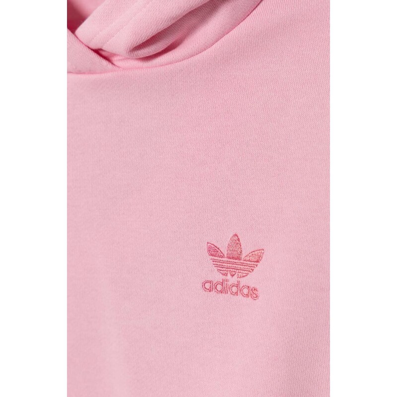 Dětská mikina adidas Originals růžová barva, s kapucí, hladká