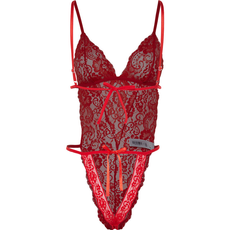 Trendyol Red Lace Snap Knitted Body