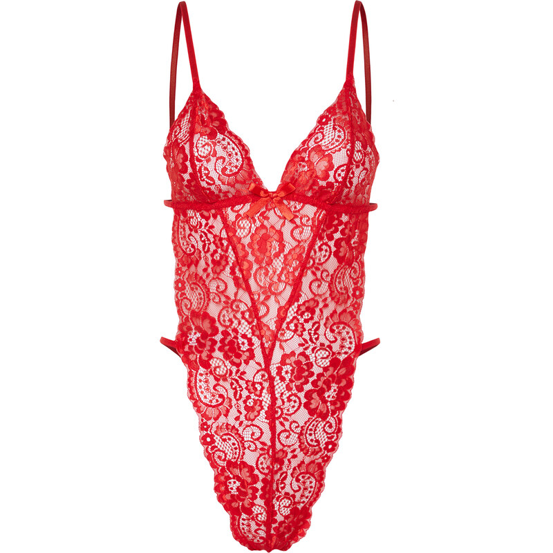 Trendyol Red Lace Snap Knitted Body