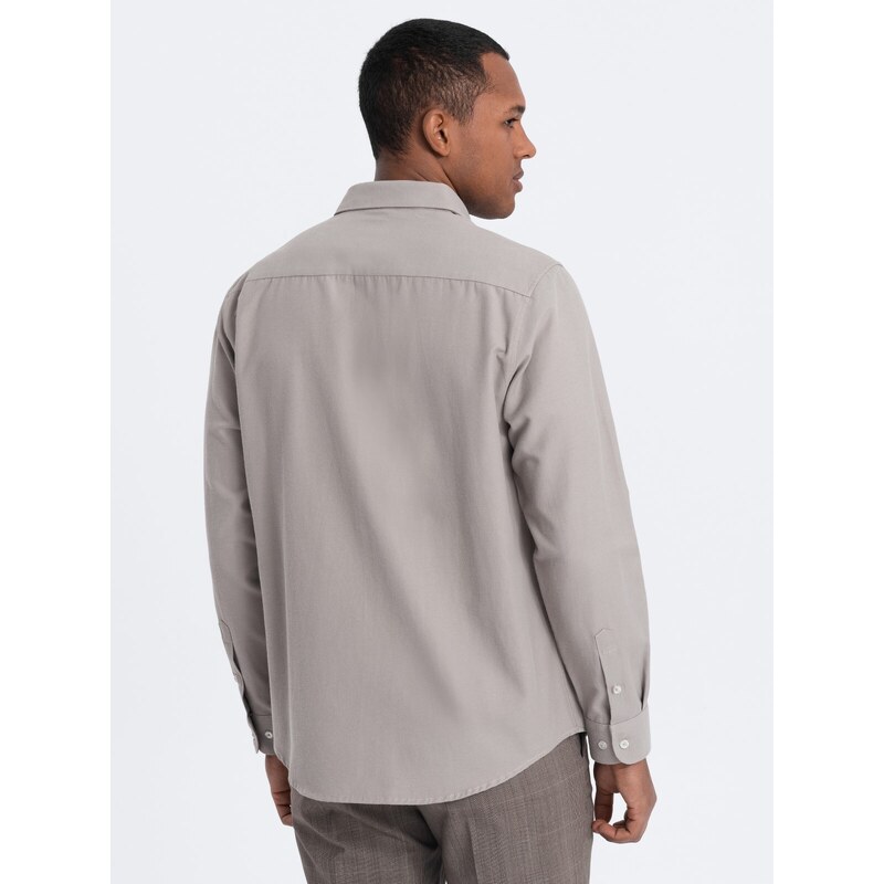 Ombre Clothing Pánská košile REGULAR FIT s kapsou - šedá V1 OM-SHCS-0148