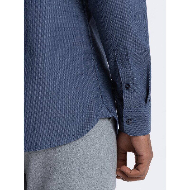 Ombre Clothing Pánská bavlněná košile REGULAR FIT s kapsou - modrá V3 OM-SHCS-0147