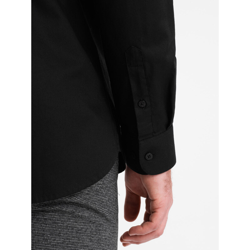 Ombre Clothing Pánská bavlněná košile s kapsou REGULAR FIT - černá V1 OM-SHCS-0147
