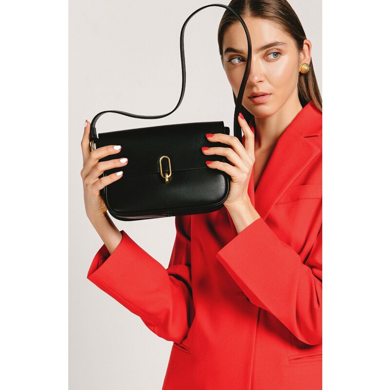 Women's Black Shoulder Bag made of Genuine Leather Estro ER00109266