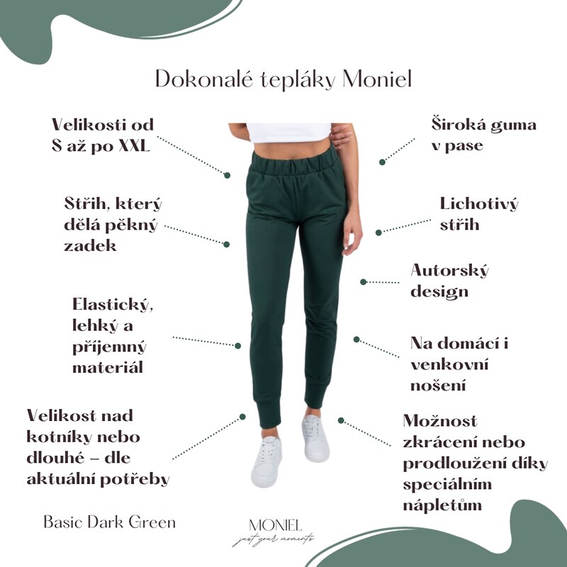 Moniel kojící tepláková souprava s krátkou mikinou vel.M a XXL Basic Dark Green