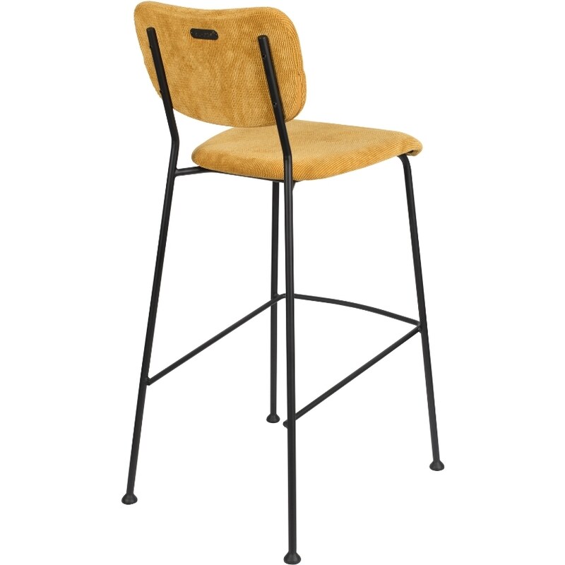 Žlutá manšestrová barová židle ZUIVER BENSON 75,5 cm