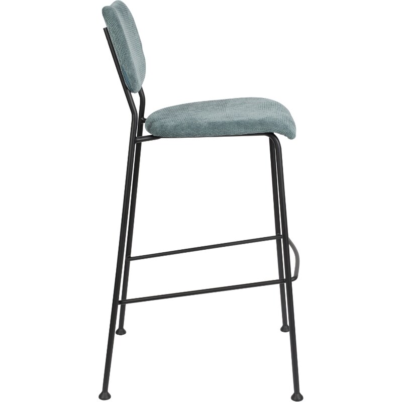 Šedo-modrá manšestrová barová židle ZUIVER BENSON 75,5 cm