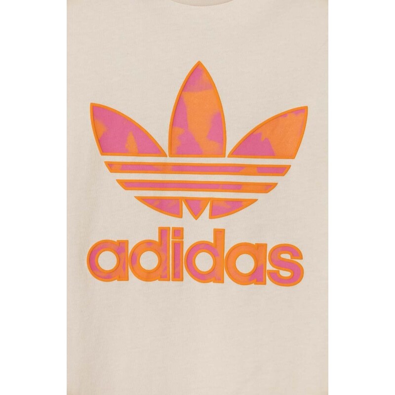 Dětské bavlněné tričko adidas Originals béžová barva