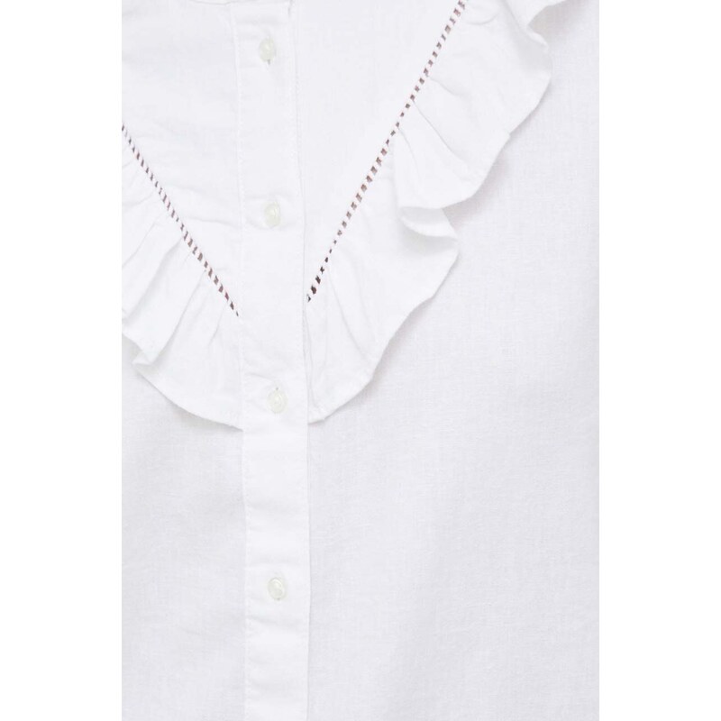 Lněná košile Levi's bílá barva, regular