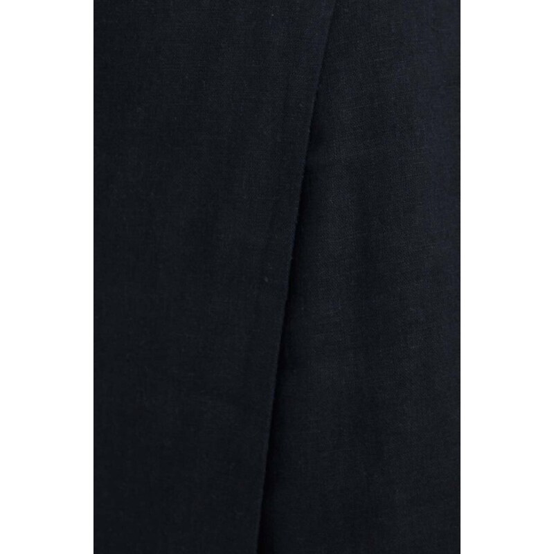 Lněná sukně Abercrombie & Fitch černá barva, mini, áčková