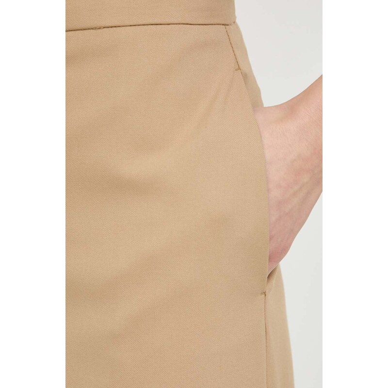 Kalhoty MAX&Co. dámské, béžová barva, jednoduché, high waist