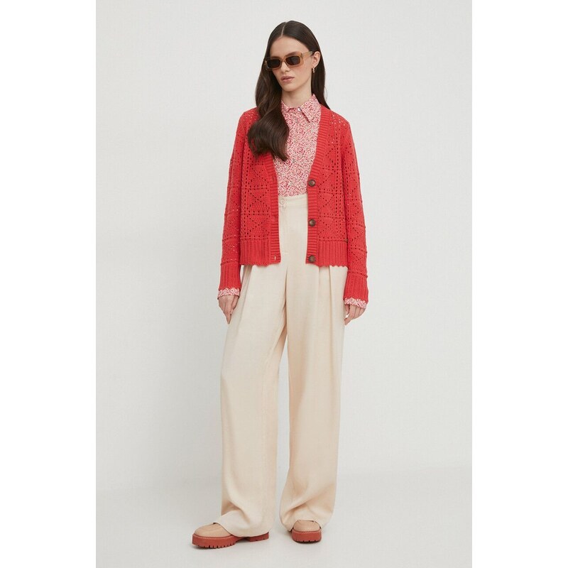 Košile Pepe Jeans BECCA dámská, červená barva, regular, s klasickým límcem