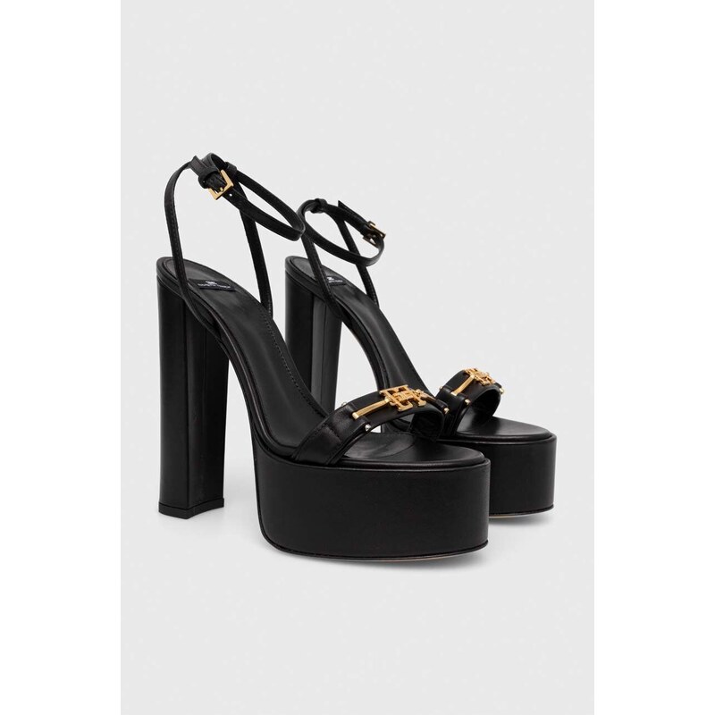Kožené sandály Elisabetta Franchi černá barva, SA17L41E2