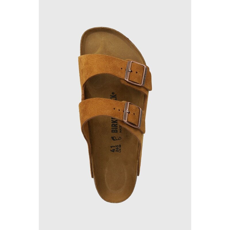 Semišové pantofle Birkenstock Arizona hnědá barva, 1027082