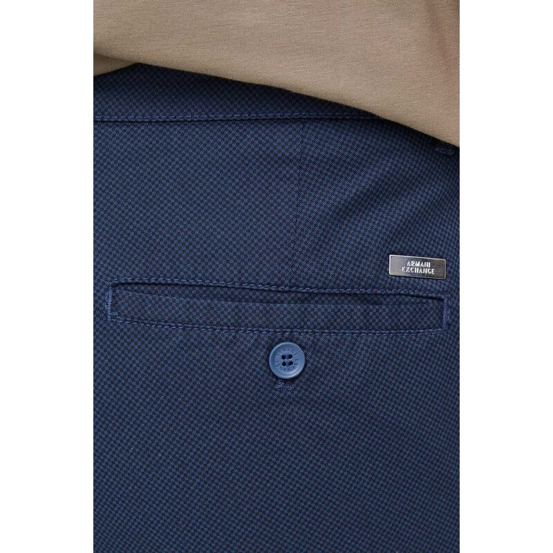 Kalhoty Armani Exchange pánské, tmavomodrá barva, ve střihu chinos, 3DZP14 ZNVNZ