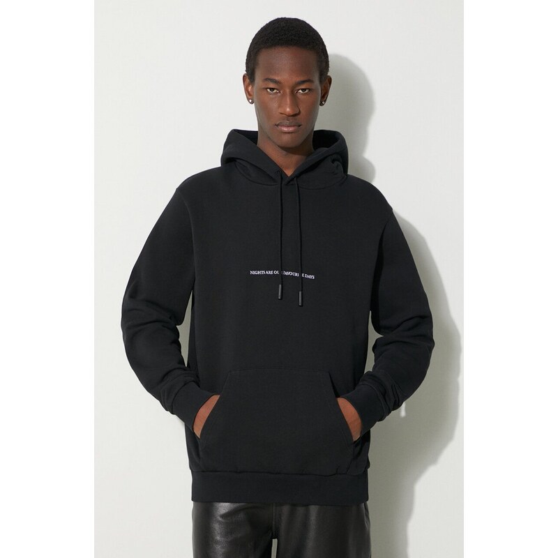 Bavlněná mikina Marcelo Burlon Party Quote Regular Hoodie pánská, černá barva, s kapucí, s aplikací, CMBB007S24FLE0051001