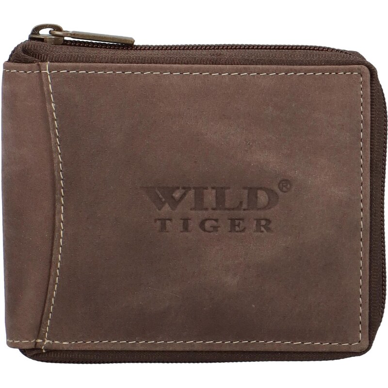 WILD collection Pánská kožená peněženka tmavě hnědá - Wild Tiger Simon hnědá