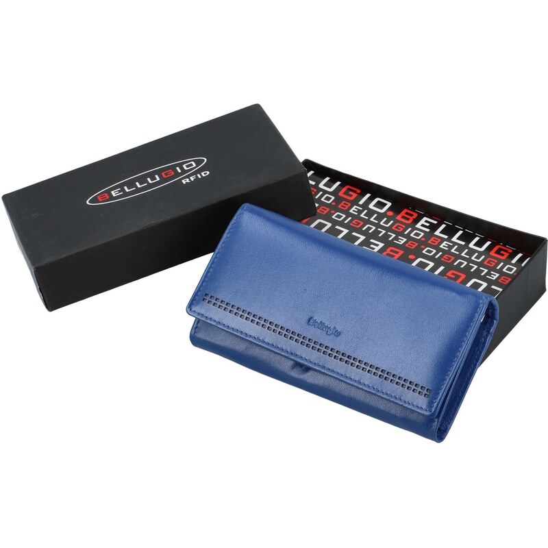 Dámská kožená peněženka Bellugio Nariela, tmavě modrá