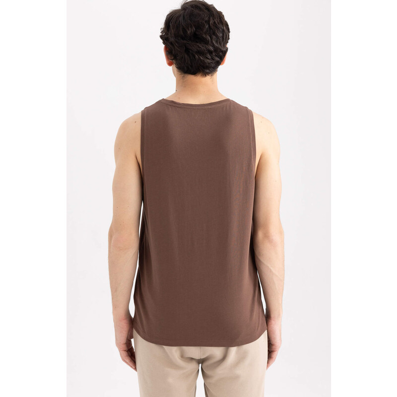 DEFACTO Slim Fit Printed Crew Neck 100% Cotton Tank Top