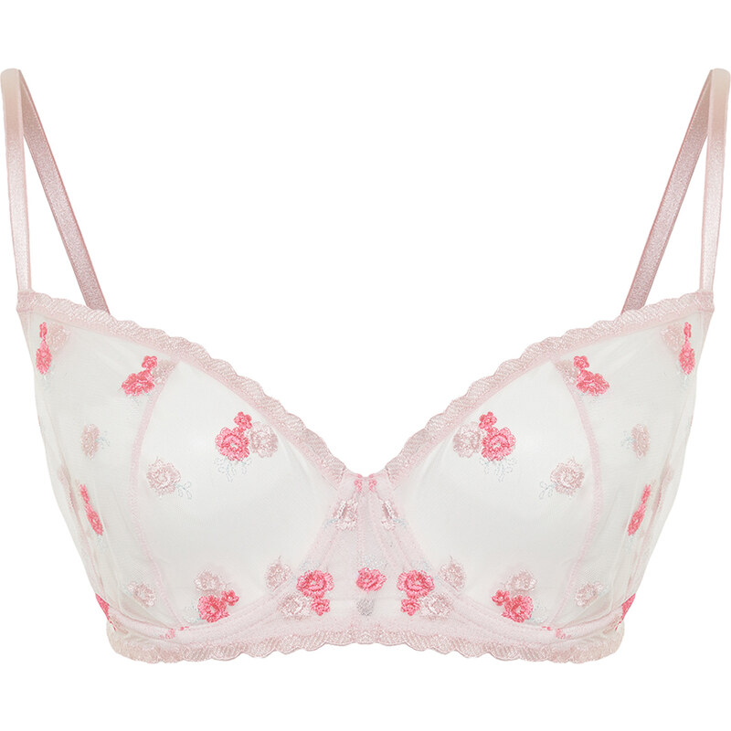 Trendyol Curve Pink Floral Lace Capless Bra