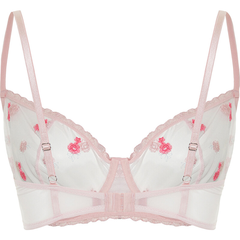 Trendyol Curve Pink Floral Lace Capless Bra