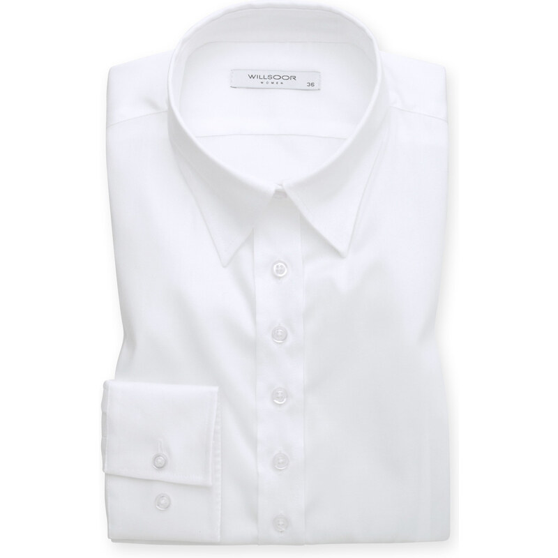 Willsoor Dámská košile bílé barvy s límečkem na skryté knoflíčky 16171