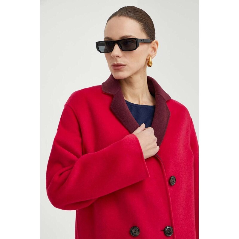 Oboustranný vlněný kabát MAX&Co. růžová barva