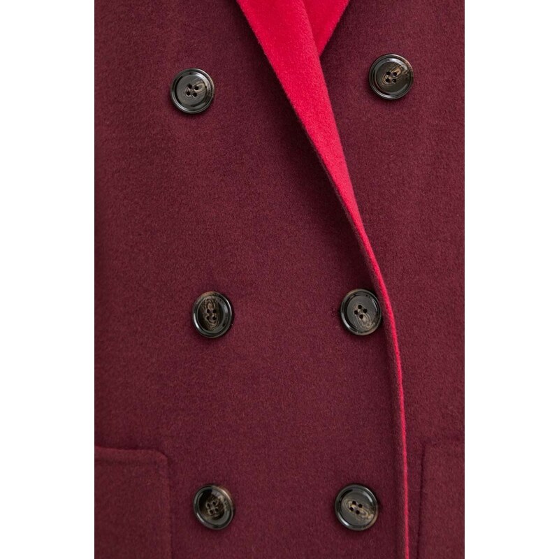Oboustranný vlněný kabát MAX&Co. růžová barva
