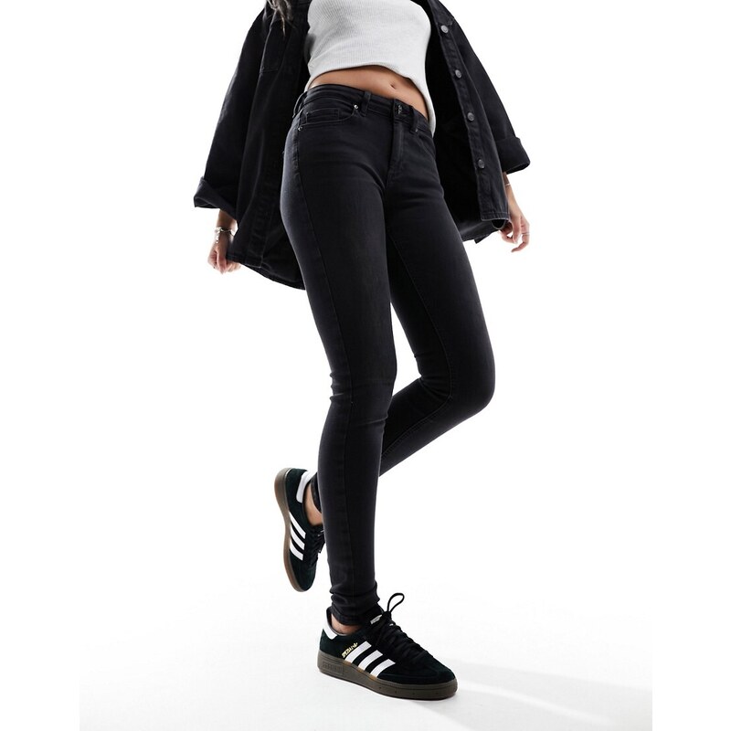 ONLY Blush mid waist skinny jeans in black 89668078