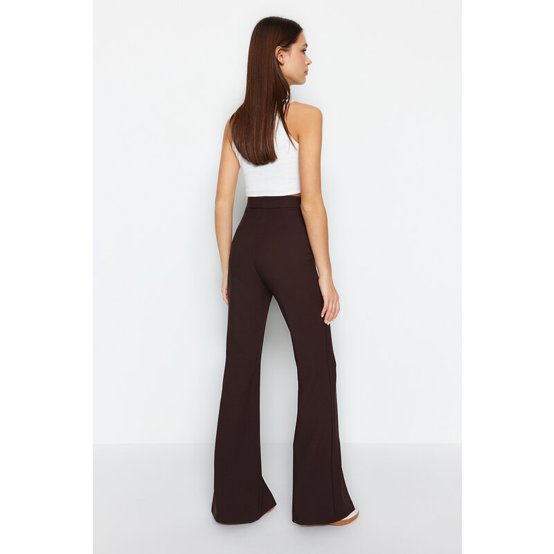 Trendyol Brown Flare Slit Detail Woven Trousers