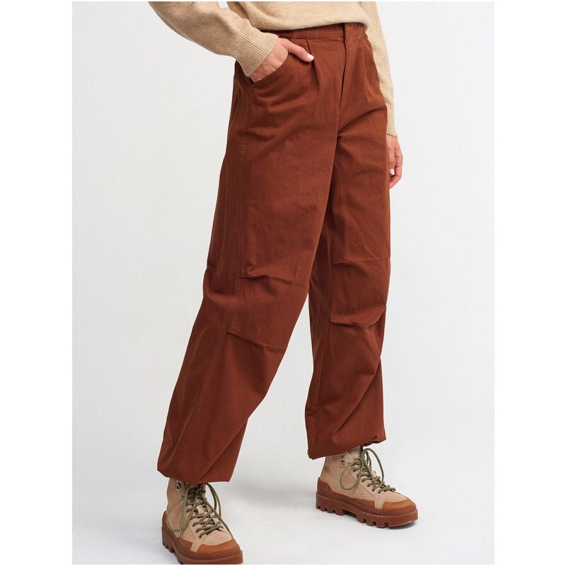 Dilvin 70409 Wide Leg Trousers-brown