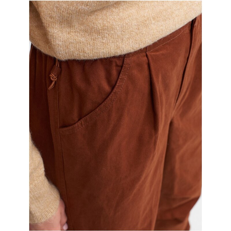 Dilvin 70409 Wide Leg Trousers-brown