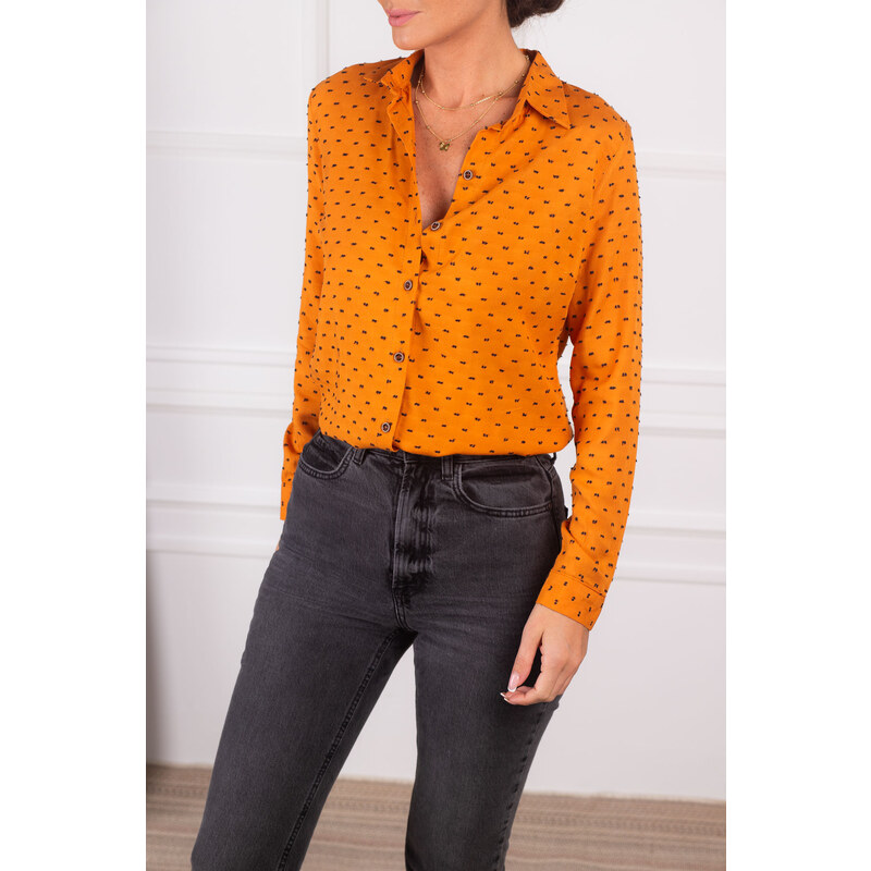 armonika Women's Orange Patterned Long Sleeve Shirt